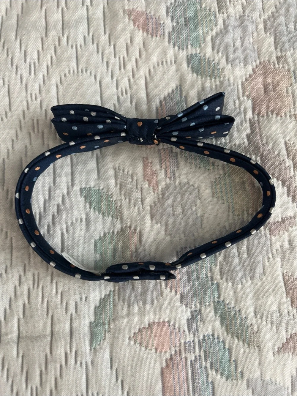 Boys Navy Polka Dot Pre-Tied Bow Tie